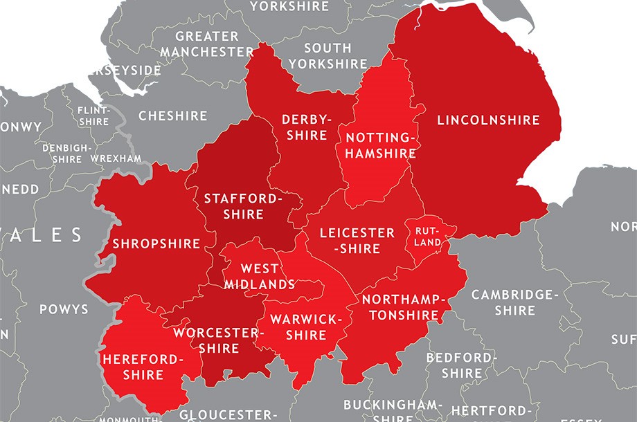A map showing the counties that make up MACE's region. 