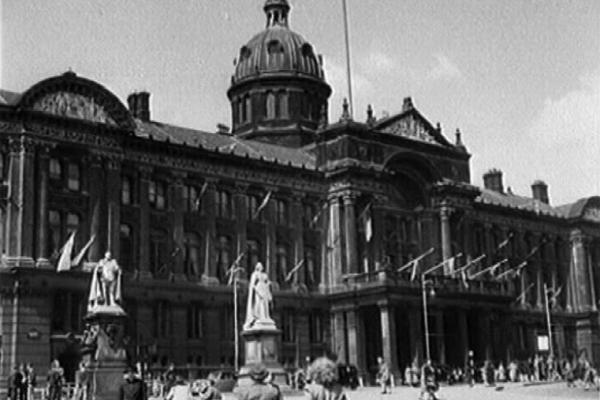 Black and white image of Birmingham City Council House.